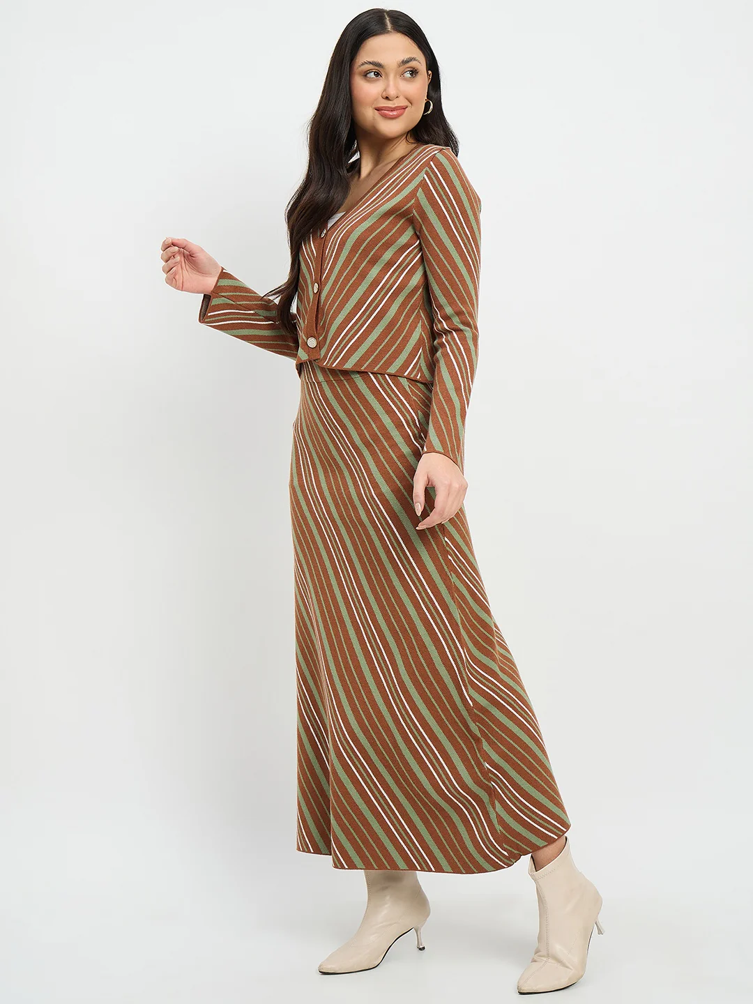 Madame Striped Cardigan and Skirt Co-ord Set - Image 5