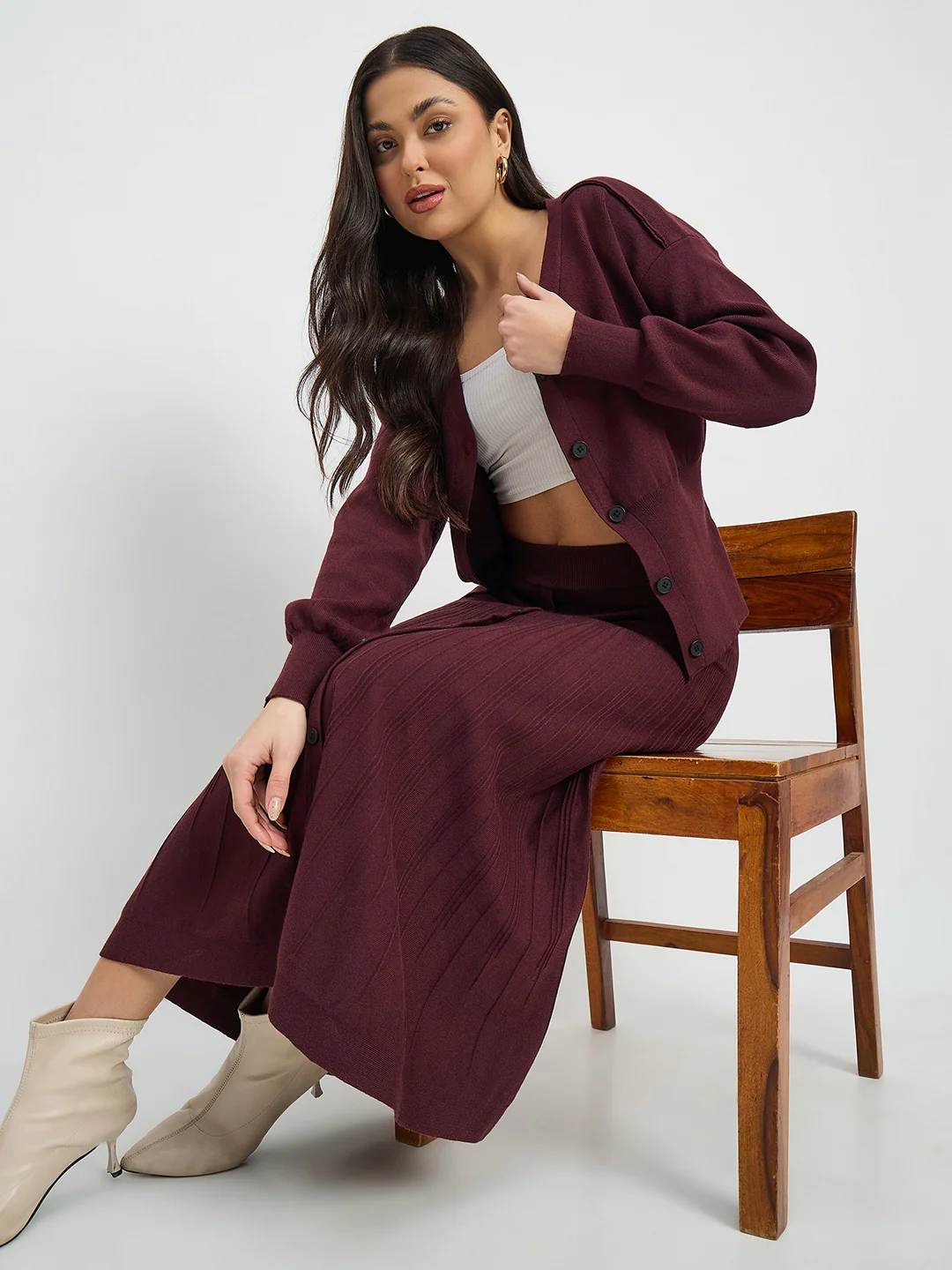 Madame Surplice Neck Top and Flared Skirt Co-ord Set - Image 2