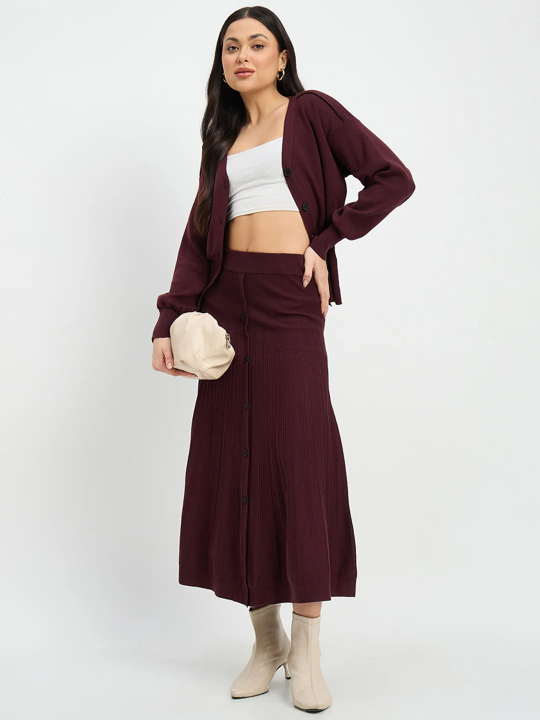 Madame Surplice Neck Top and Flared Skirt Co-ord Set - Image 3