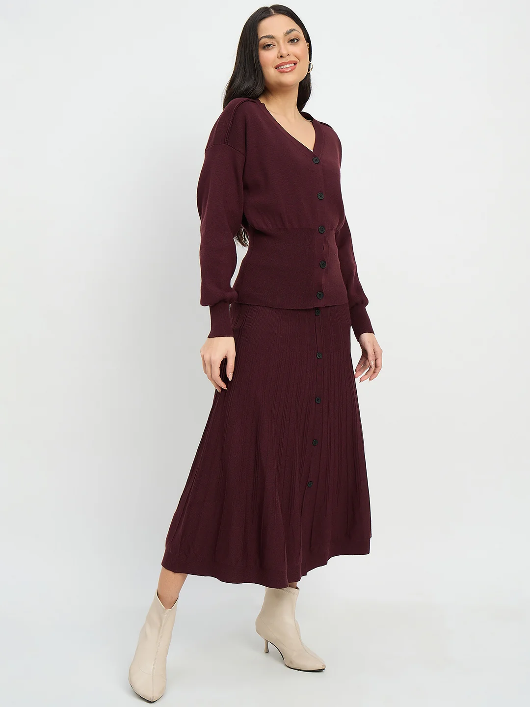 Madame Surplice Neck Top and Flared Skirt Co-ord Set - Image 4