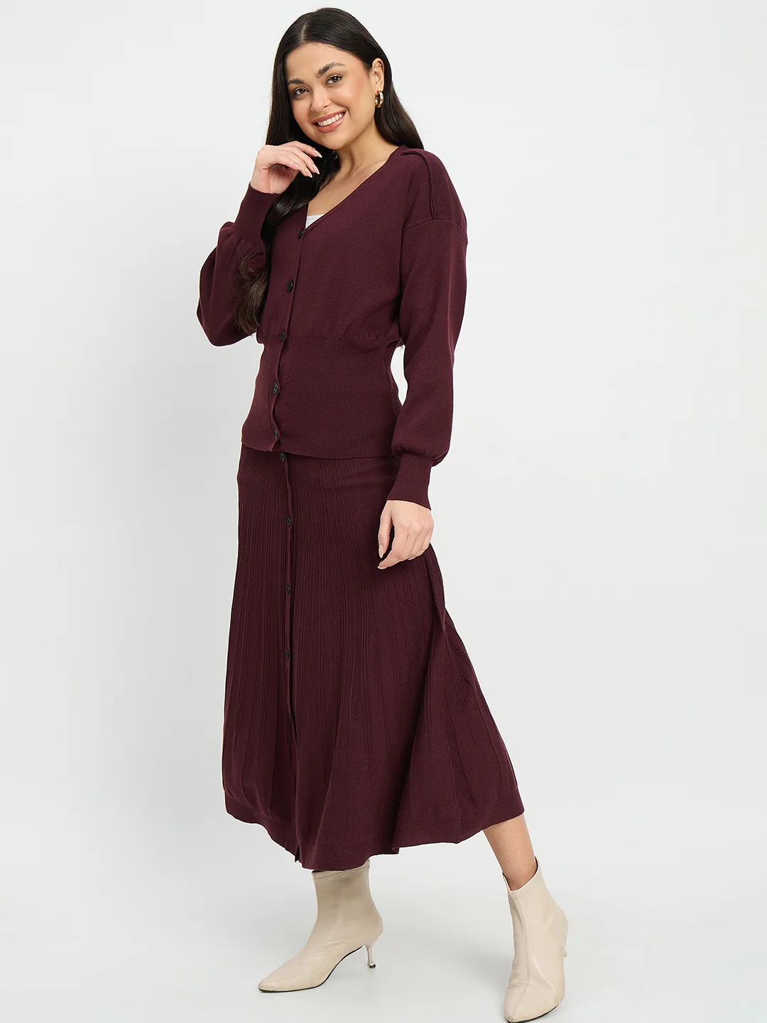 Madame Surplice Neck Top and Flared Skirt Co-ord Set - Image 5