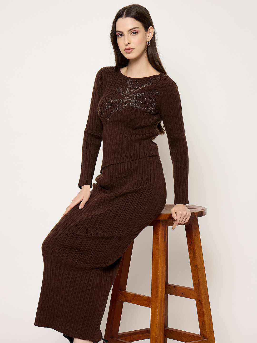 Madame Sweater and Skirt Shimmery Knitted Co-ord Set - Image 3