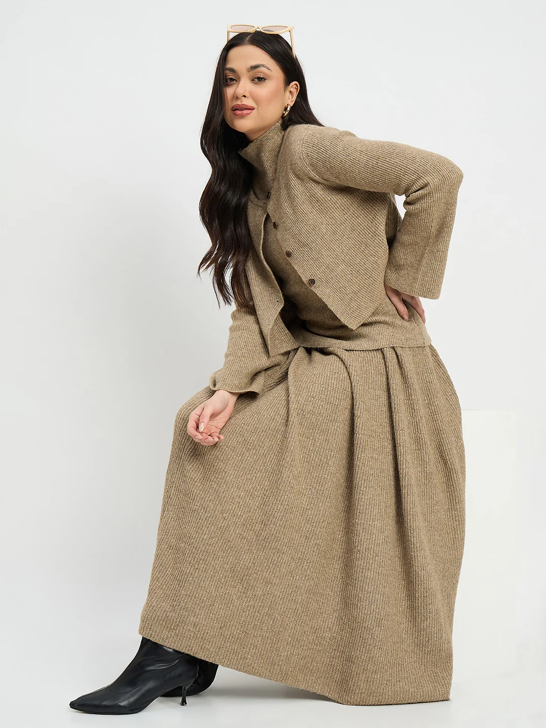 Madame High Neck Sweater and Skirt Co-ord Set - Image 2