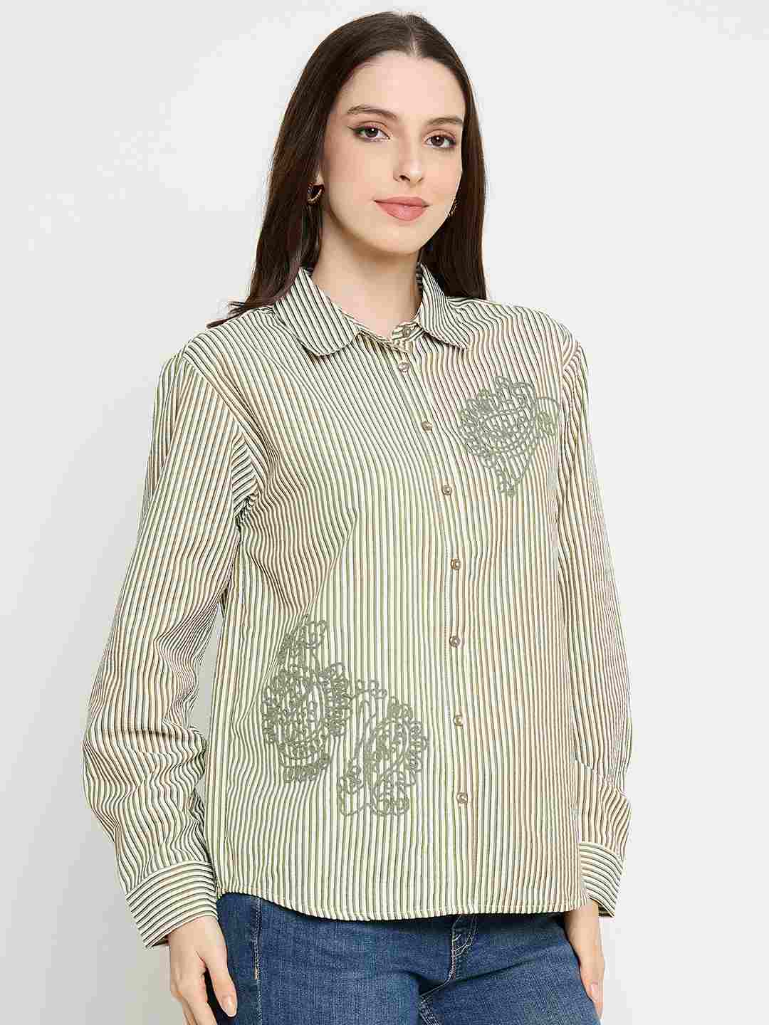 Madame Embroidered Green Shirt - Image 5