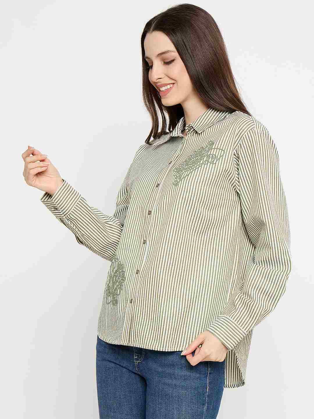 Madame Embroidered Green Shirt - Image 6