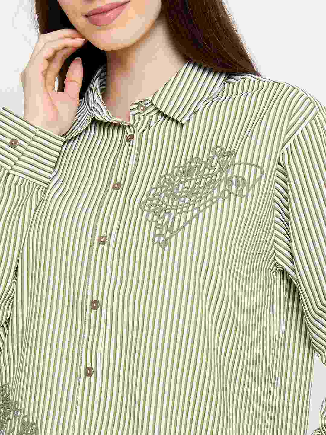 Madame Embroidered Green Shirt - Image 8