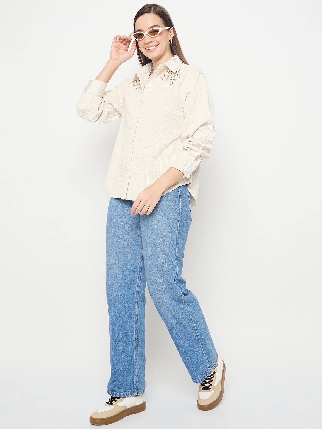 Madame Cutwork Detailed Off White Shirt - Image 2