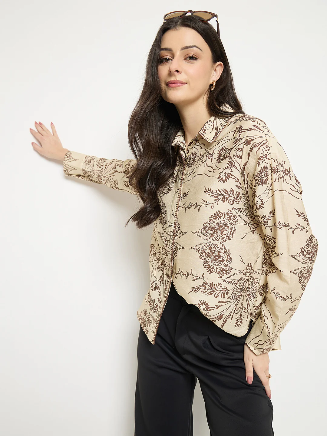 Madame Beige Rayon-Nylon Printed Shirt - Image 2