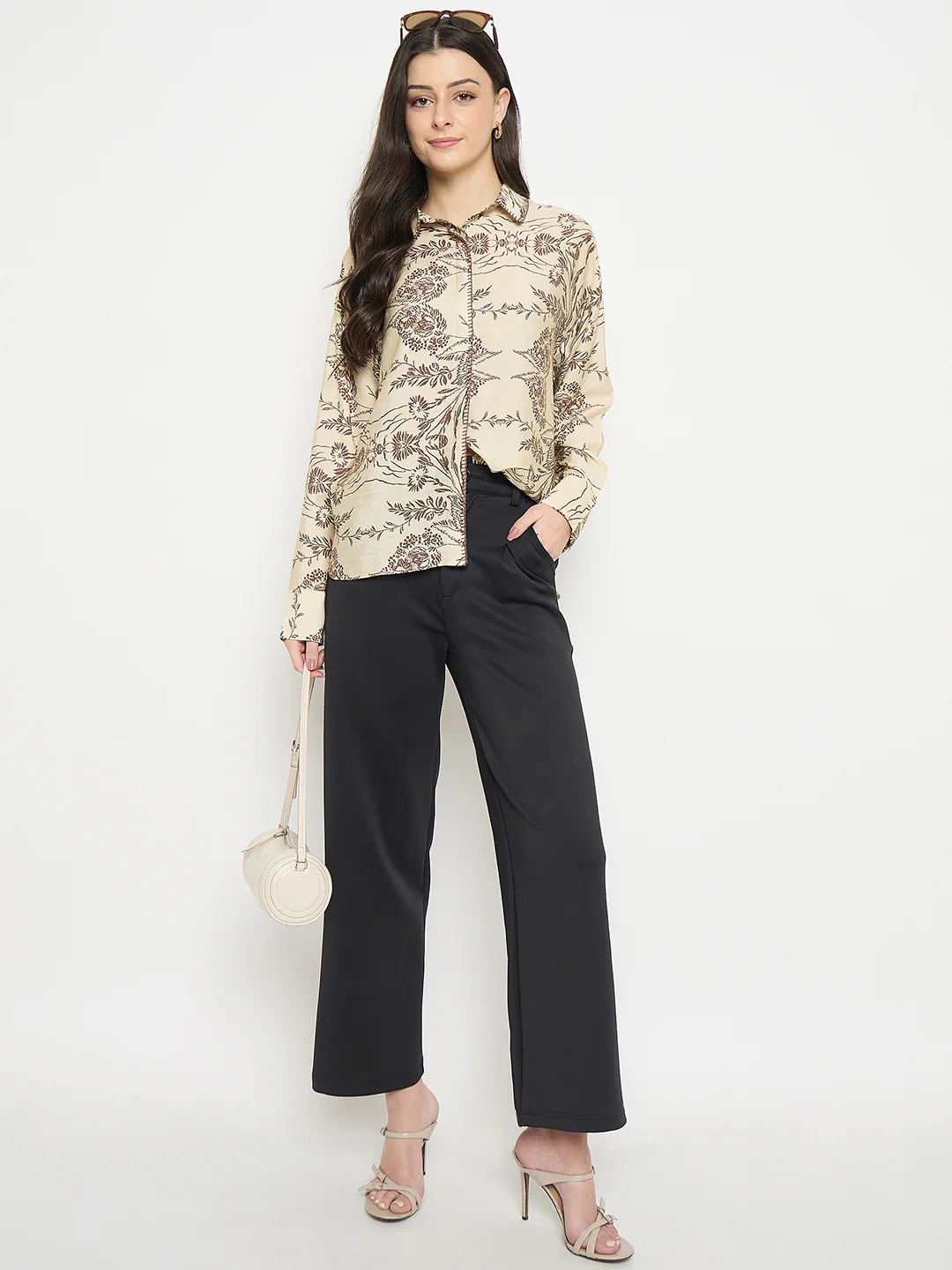 Madame Beige Rayon-Nylon Printed Shirt - Image 3