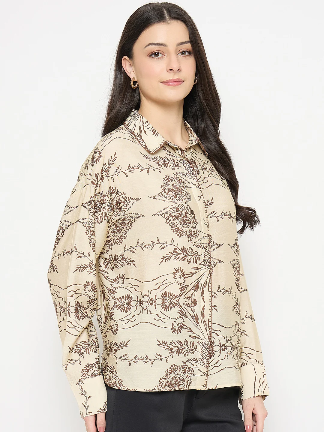 Madame Beige Rayon-Nylon Printed Shirt - Image 4
