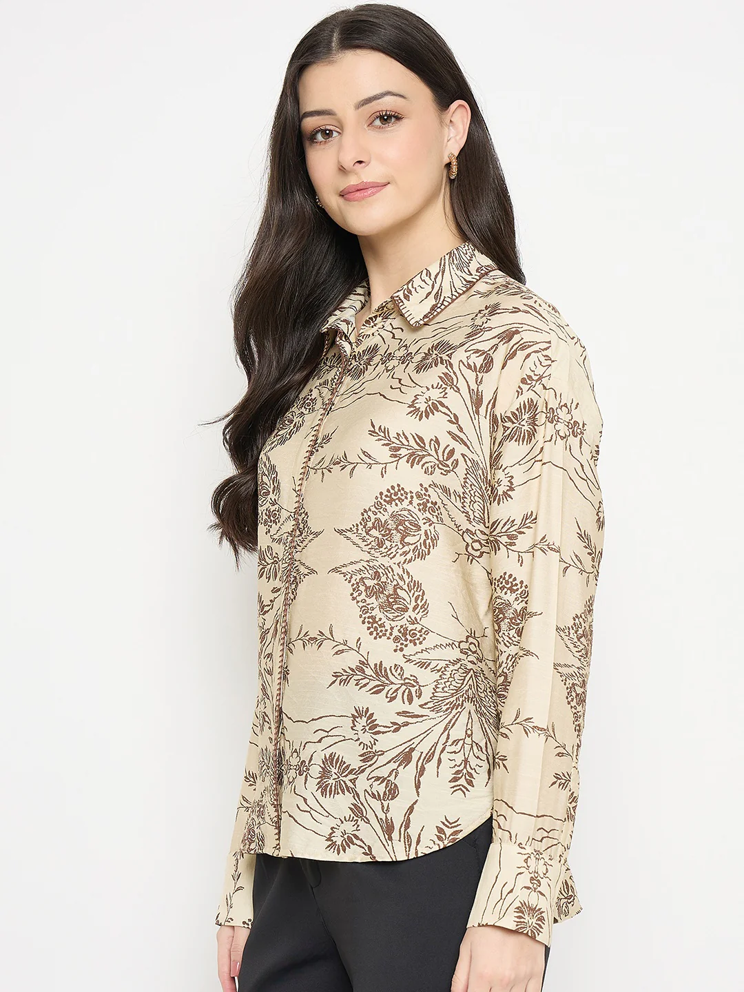 Madame Beige Rayon-Nylon Printed Shirt - Image 5