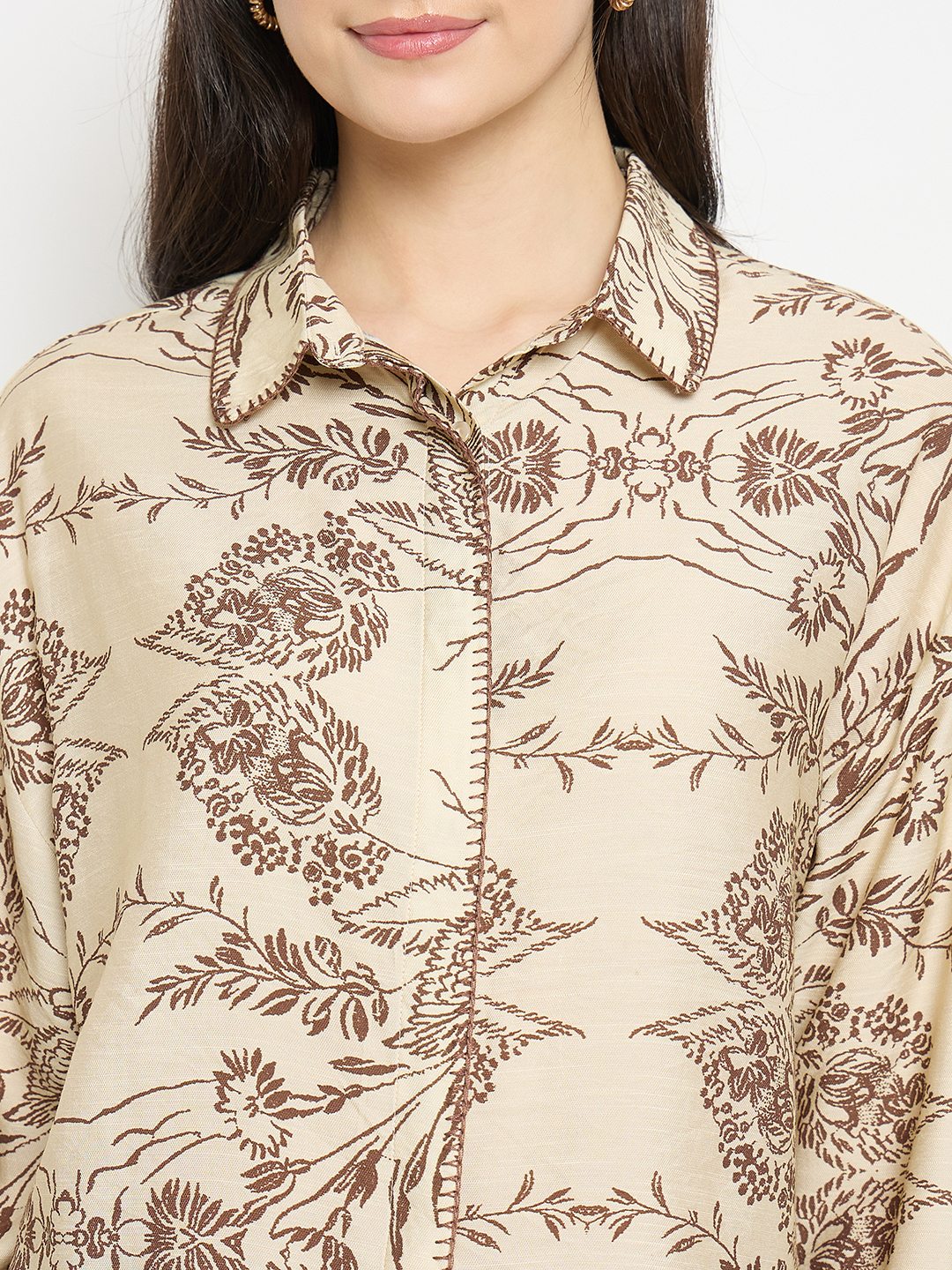 Madame Beige Rayon-Nylon Printed Shirt - Image 7