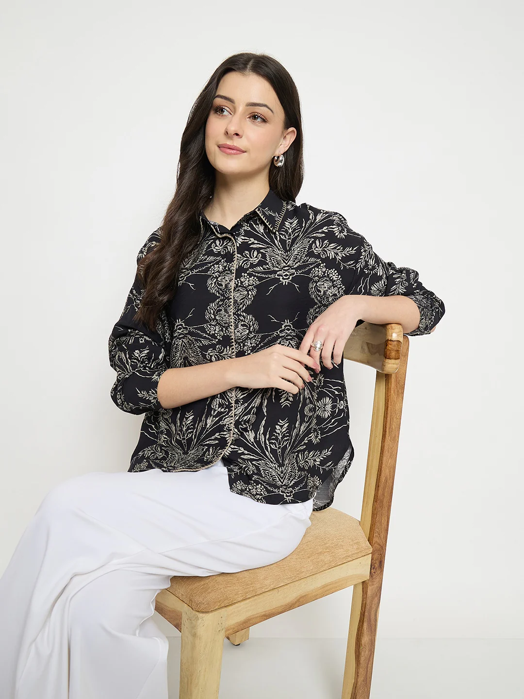 Madame Black Rayon-Nylon Printed Shirt - Image 3