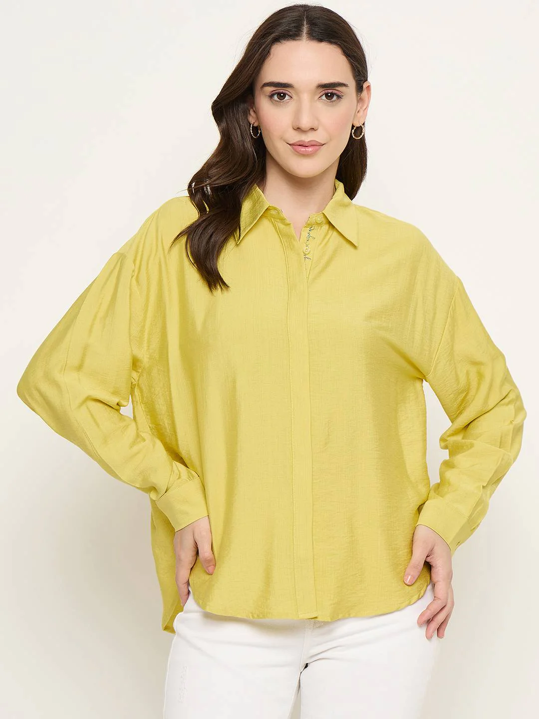 Madame Printed Placket Lemon Yellow Shirt - Image 3
