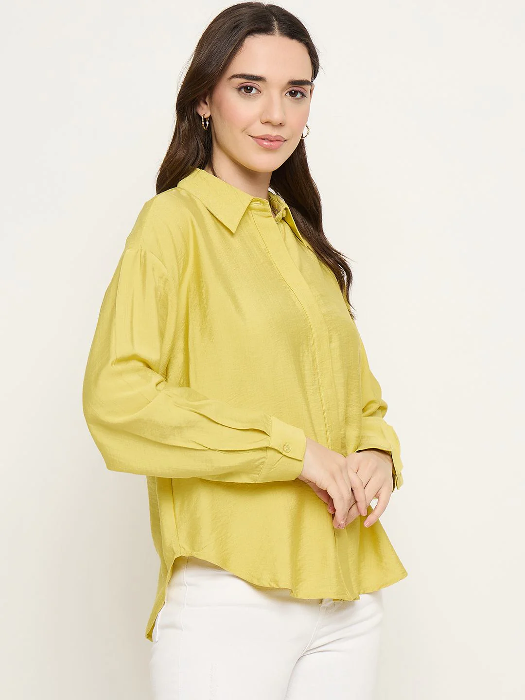 Madame Printed Placket Lemon Yellow Shirt - Image 4