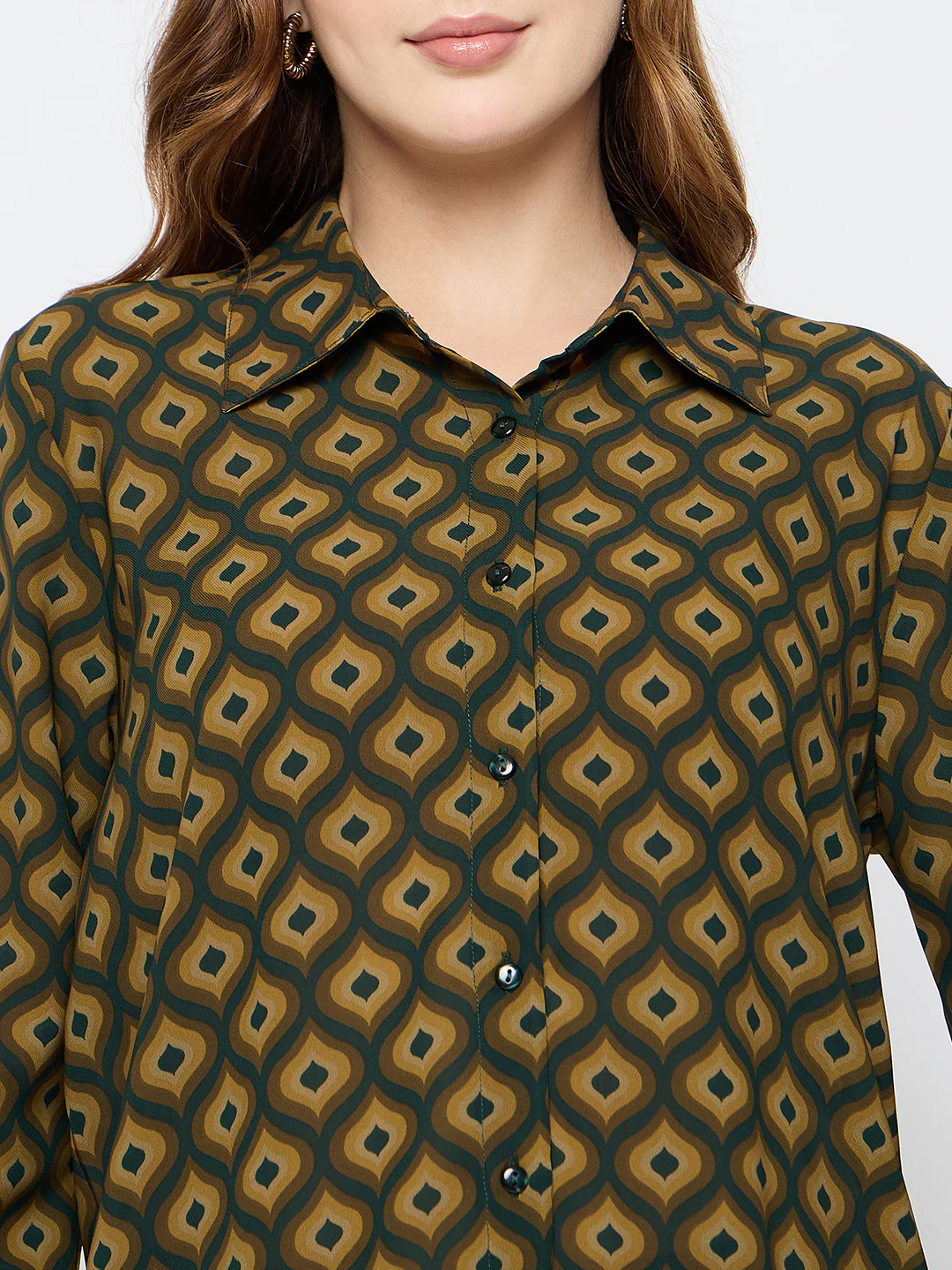 Madame Geometric Print Mustard Yellow Shirt - Image 6