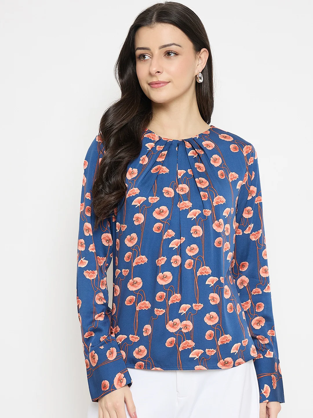 Madame Printed Rayon Gather Top