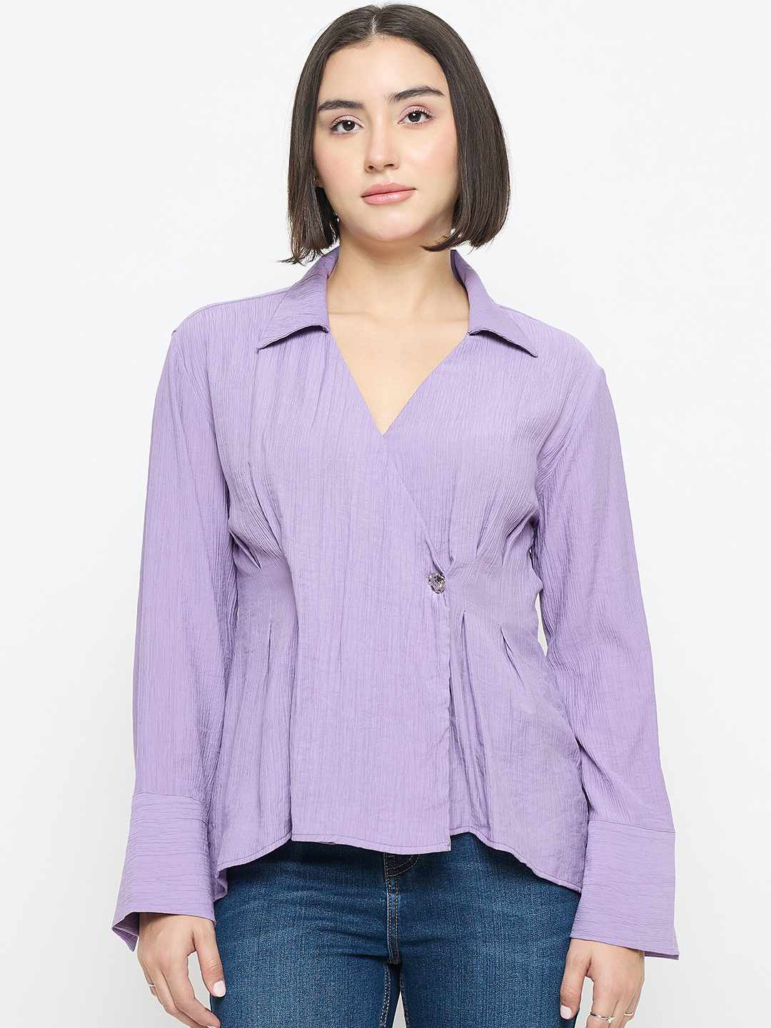 Madame Tie Knot Lilac Wrap Top - Image 3
