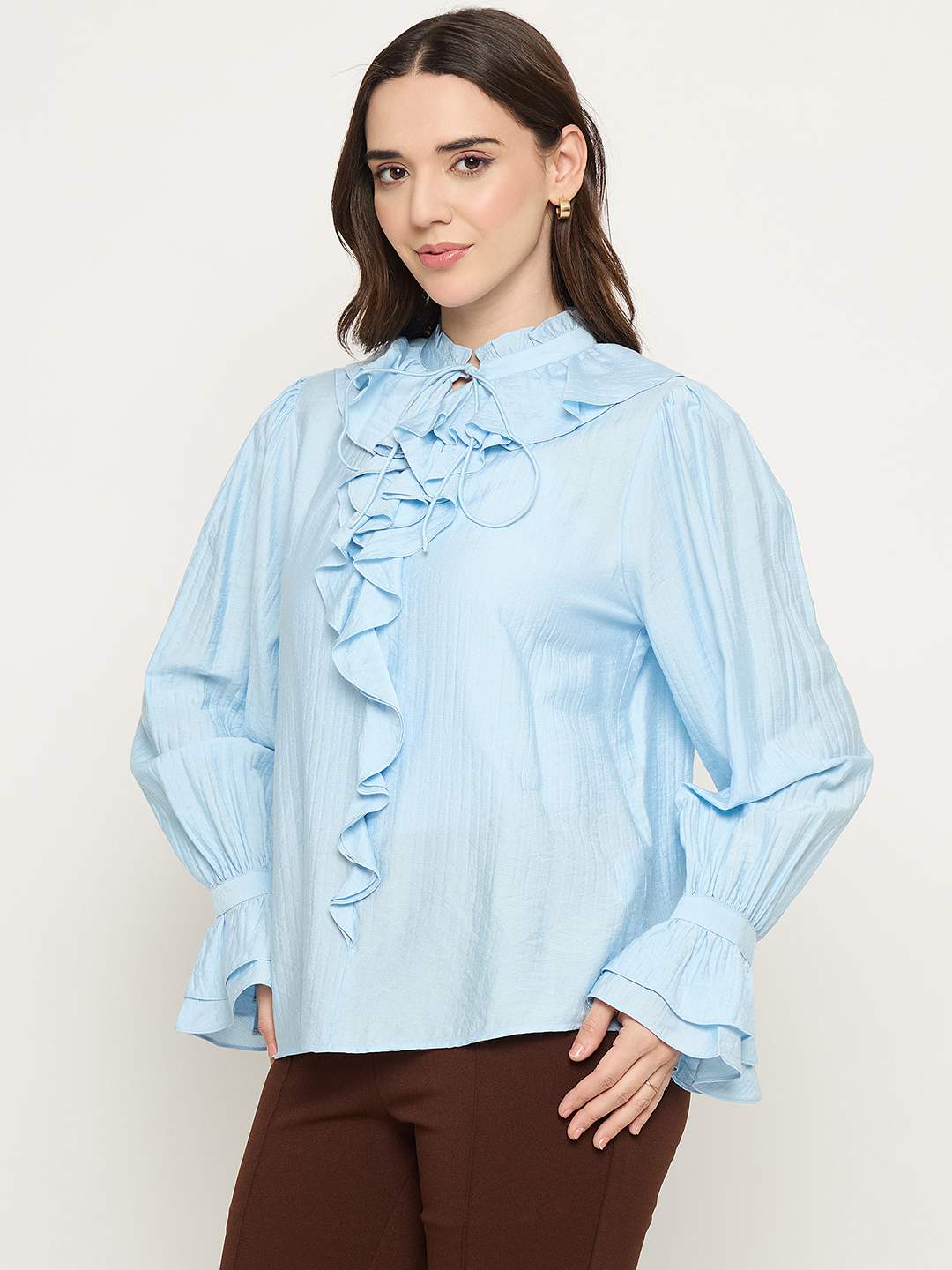 Madame Double Breasted Blue Tencel Blend Top - Image 5