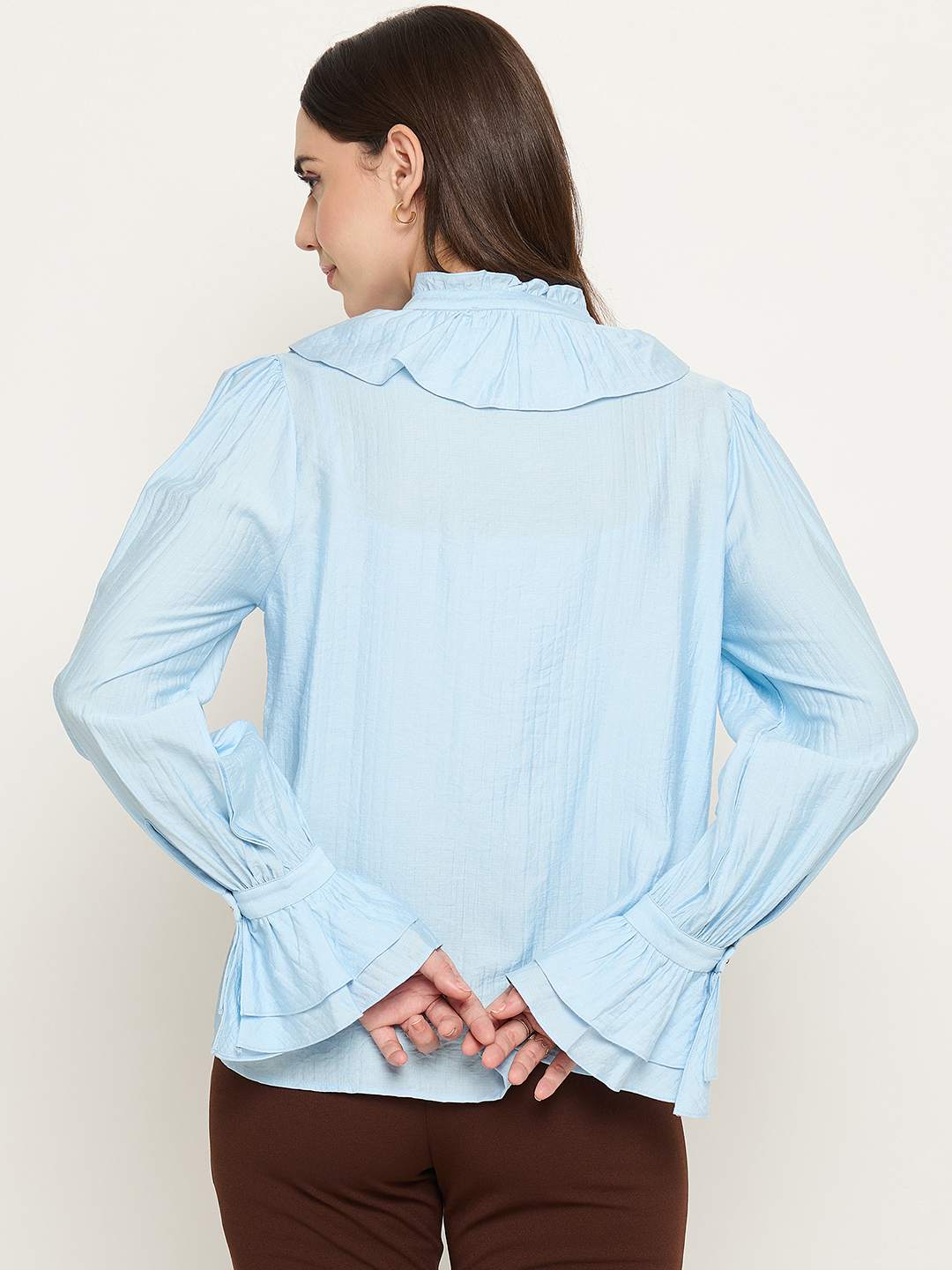 Madame Double Breasted Blue Tencel Blend Top - Image 6