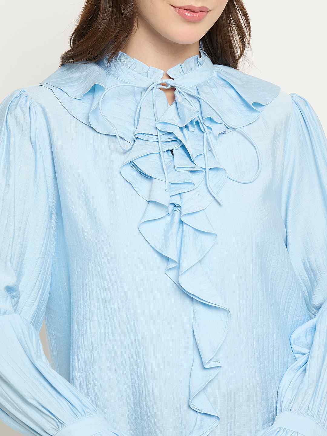 Madame Double Breasted Blue Tencel Blend Top - Image 7