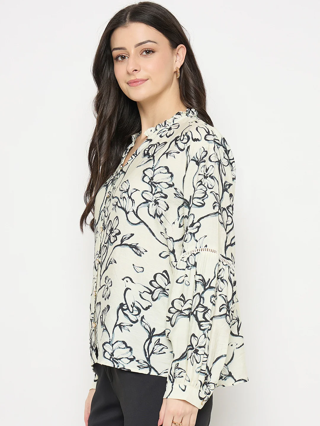Madame Black Rayon Blend Printed Top - Image 5