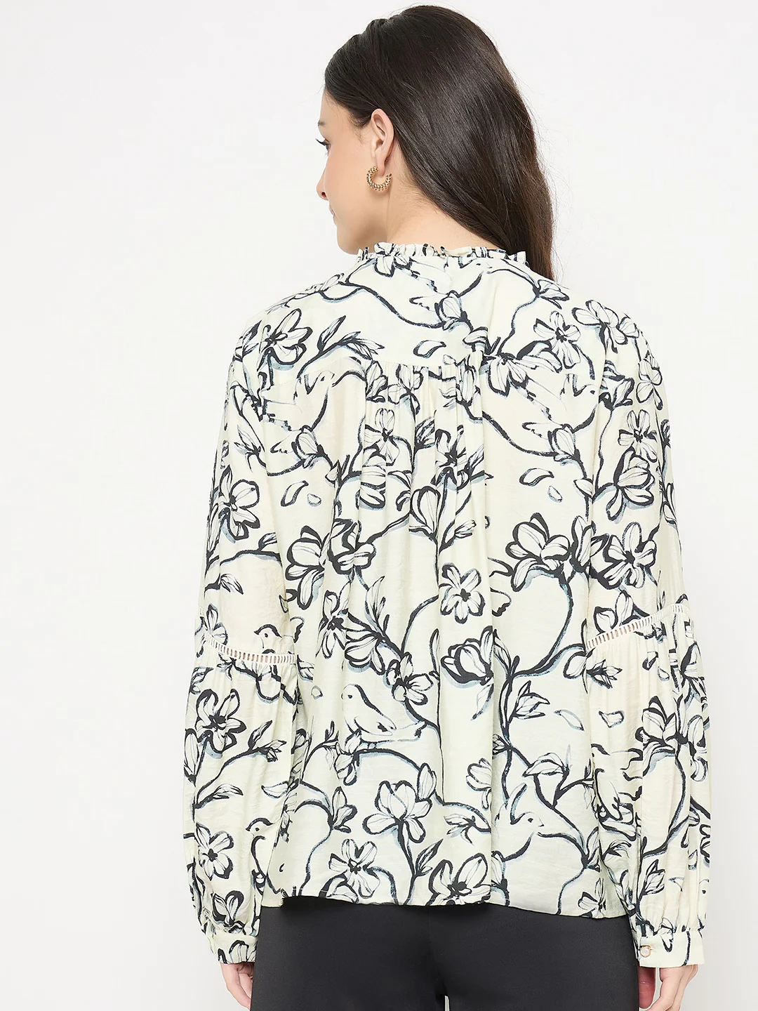 Madame Black Rayon Blend Printed Top - Image 6