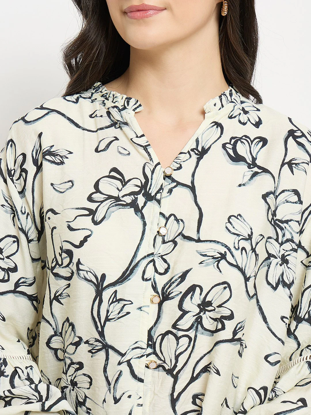 Madame Black Rayon Blend Printed Top - Image 7