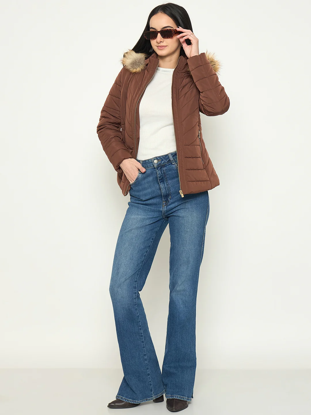 Madame Quilted Faux Fur Hooded Jacket - Image 3