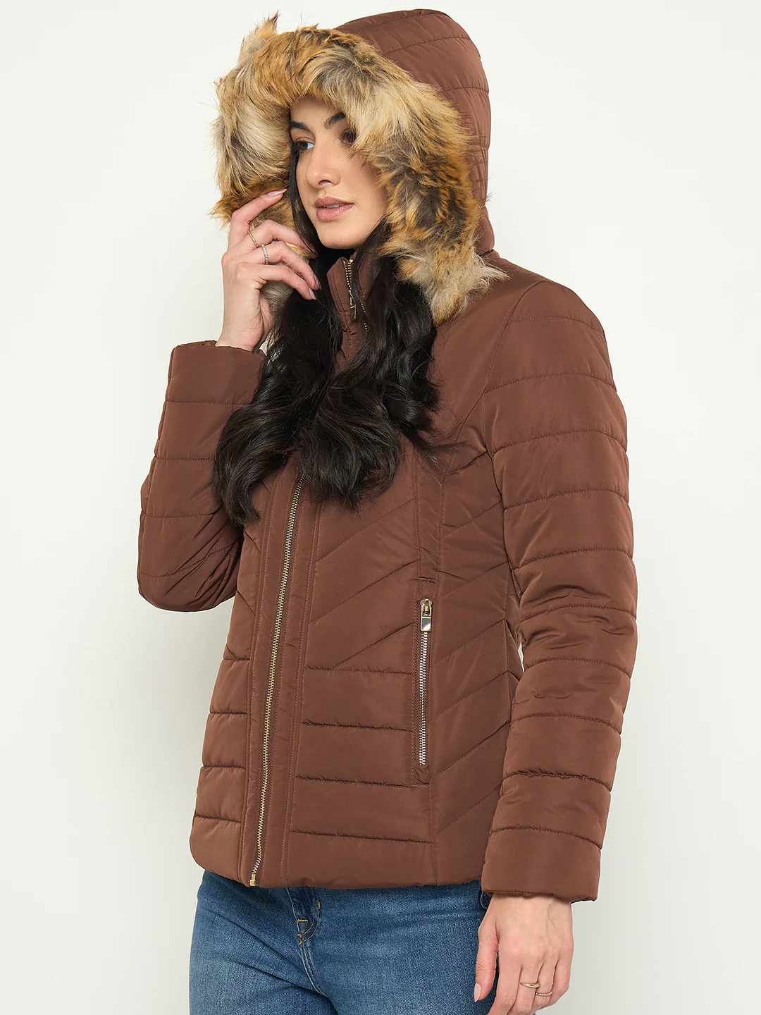 Madame Quilted Faux Fur Hooded Jacket - Image 5
