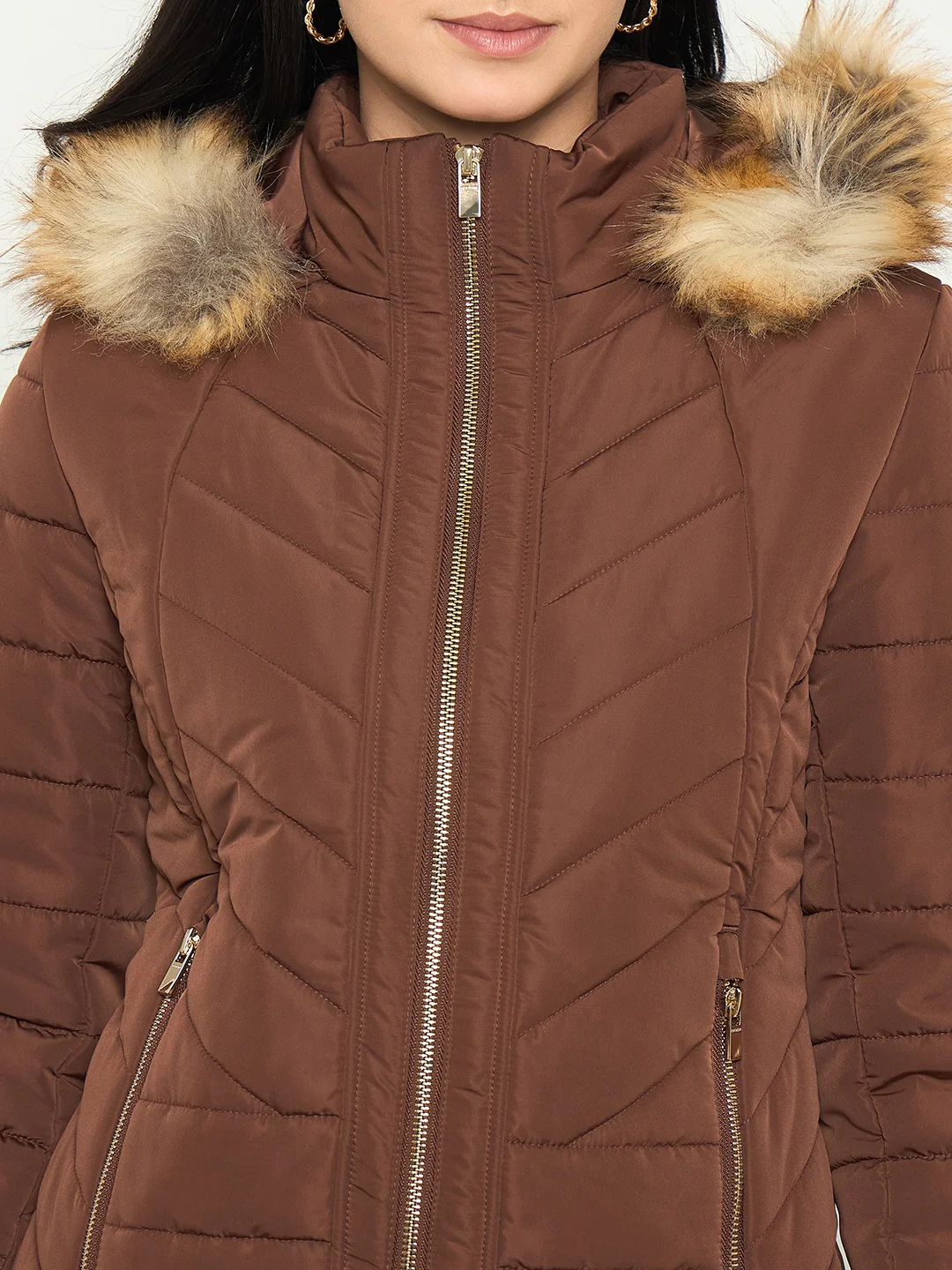 Madame Quilted Faux Fur Hooded Jacket - Image 7