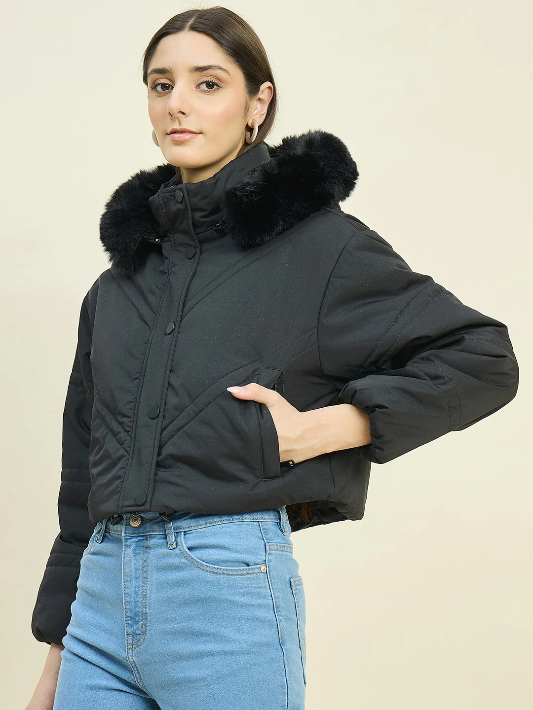 Madame Black Puffer Jacket - Image 5