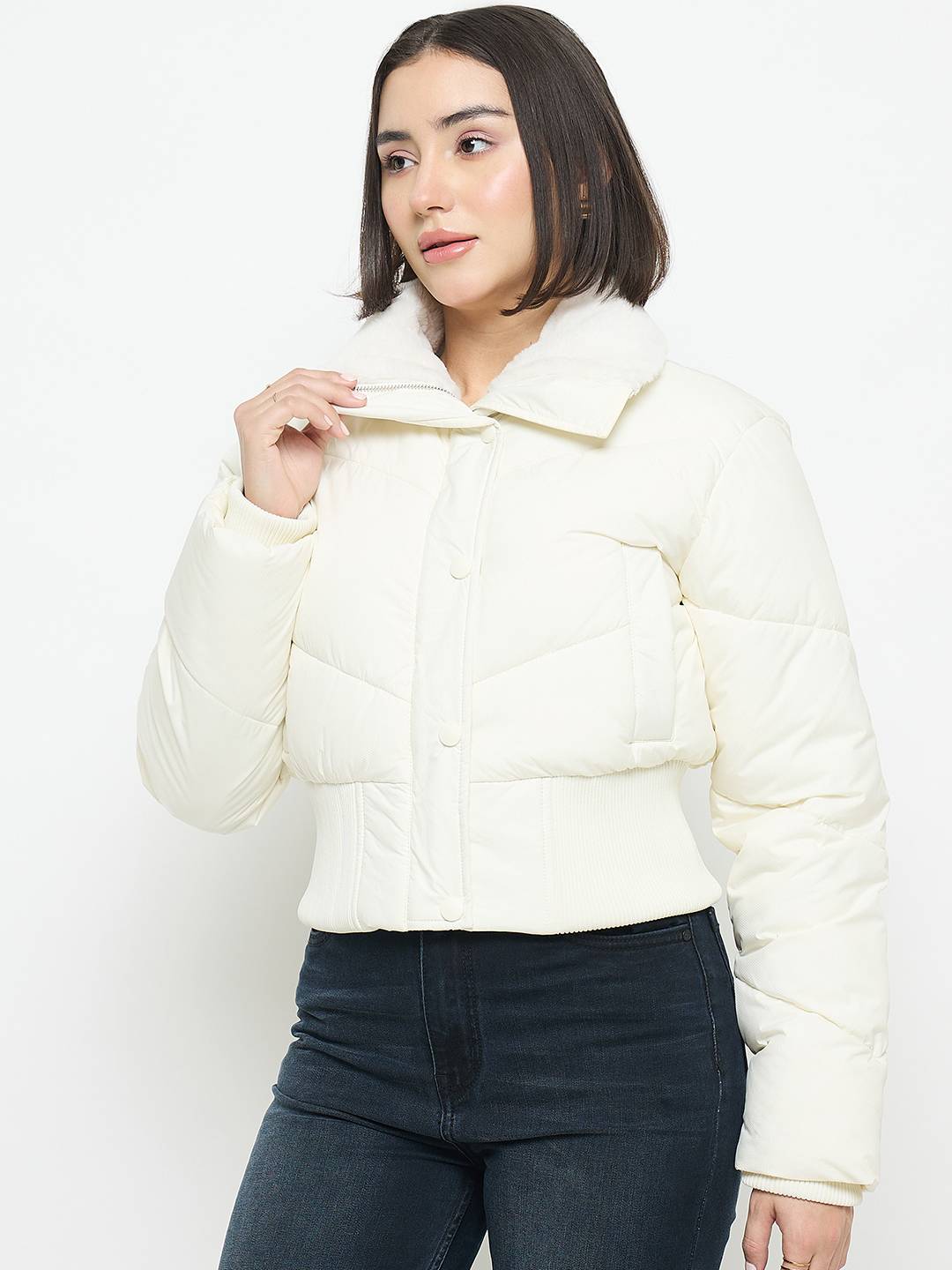 Madame Quilted Off White Jacket - Image 5