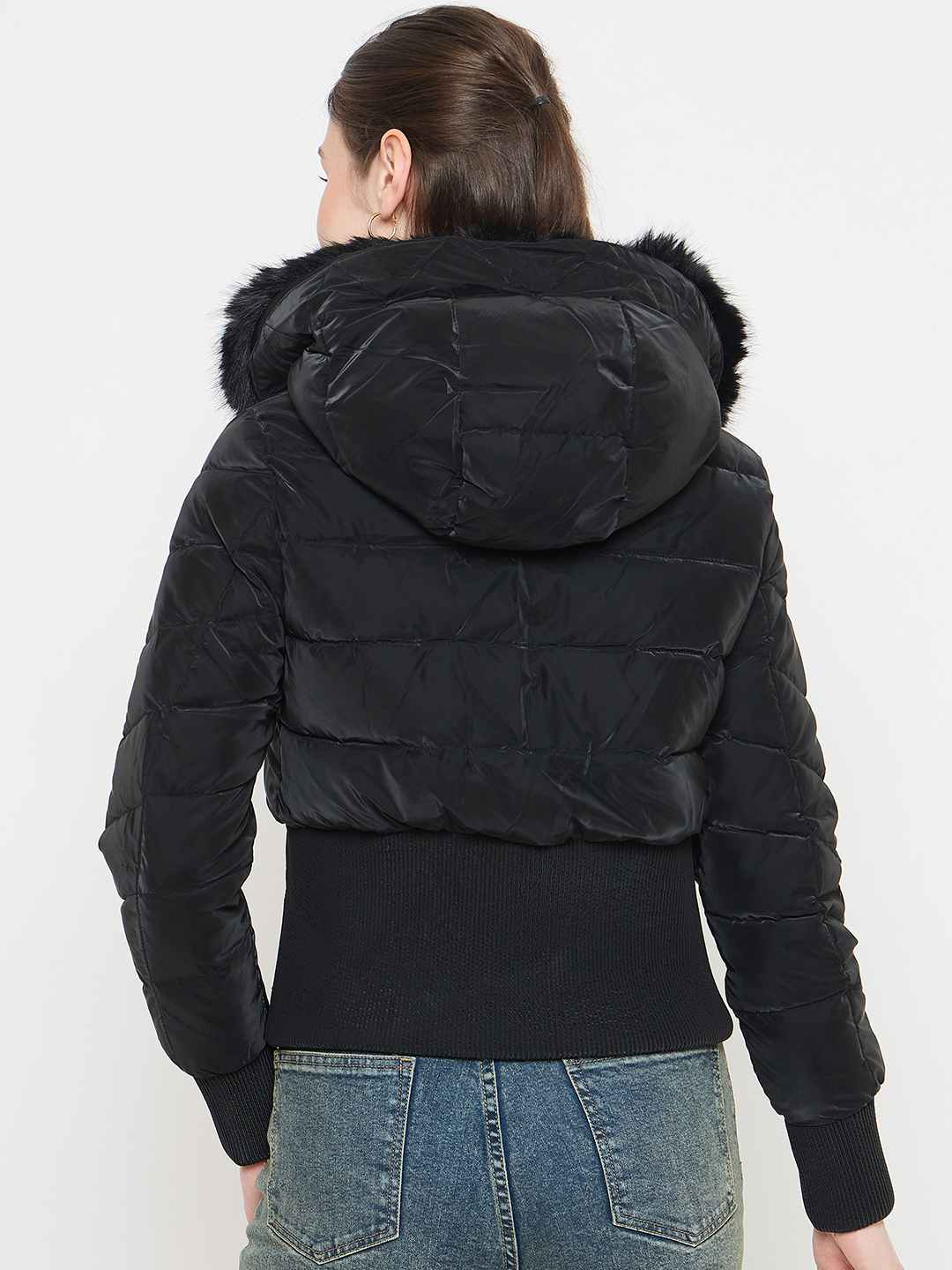 Madame Faux Fur Hood Black Puffer Jacket - Image 6