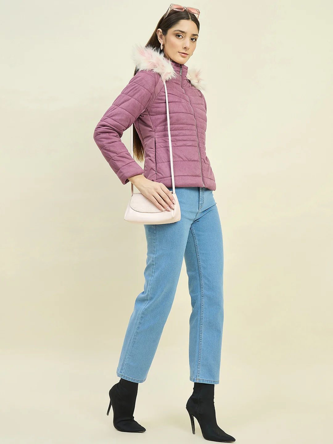 Madame Wine Red Fur Collar Jacket - Image 2