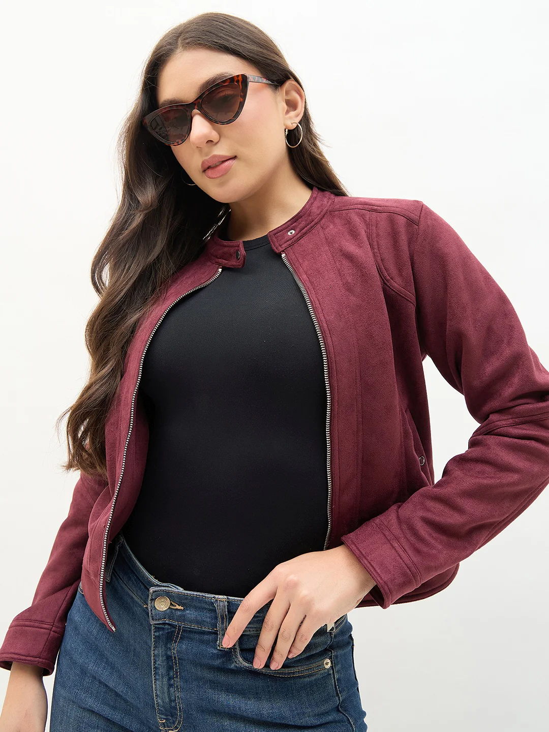 Madame Snap Button Collar Plum Jacket - Image 2
