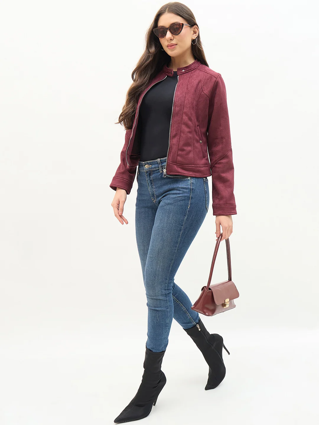 Madame Snap Button Collar Plum Jacket - Image 3