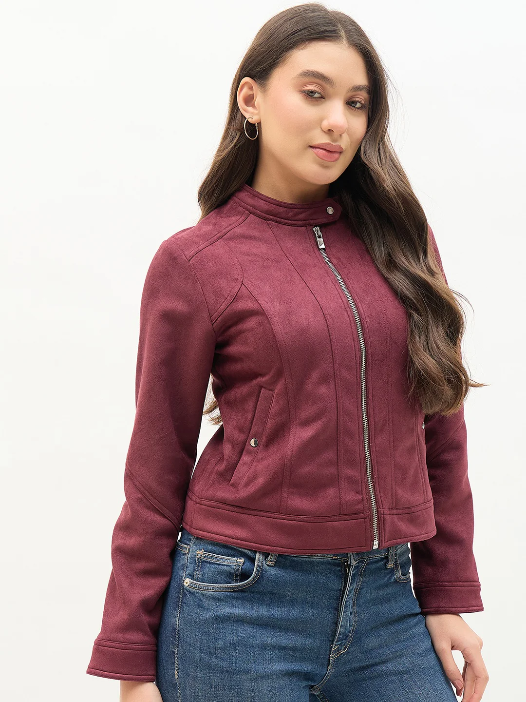 Madame Snap Button Collar Plum Jacket - Image 4