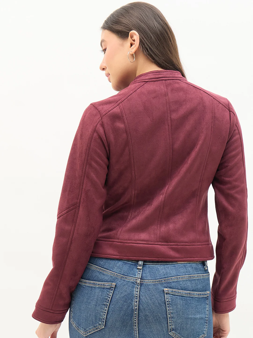 Madame Snap Button Collar Plum Jacket - Image 6