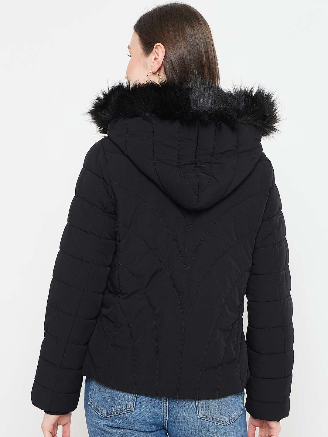 Madame Black Quilted Hooded Jacket - Image 7