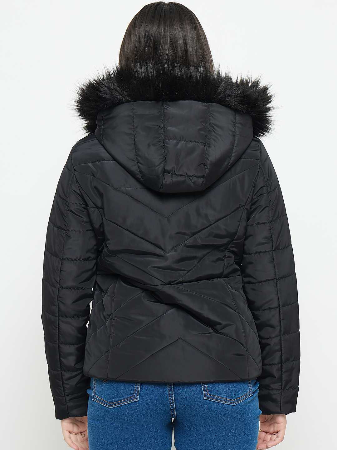 Madame Black Quilted Fur Jacket - Image 6