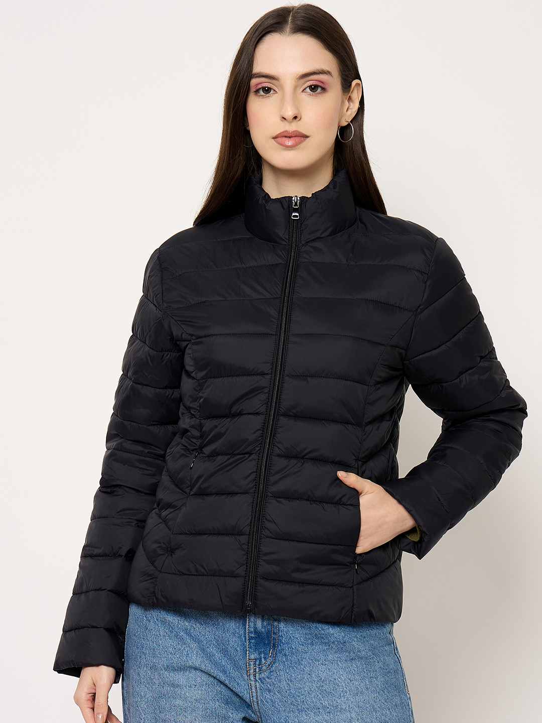 Madame Quilted Black Puffer Jacket - Image 2