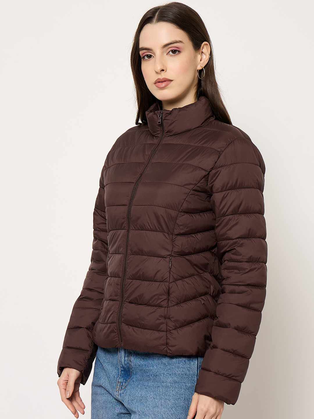 Madame Quilted Brown Puffer Jacket - Image 4