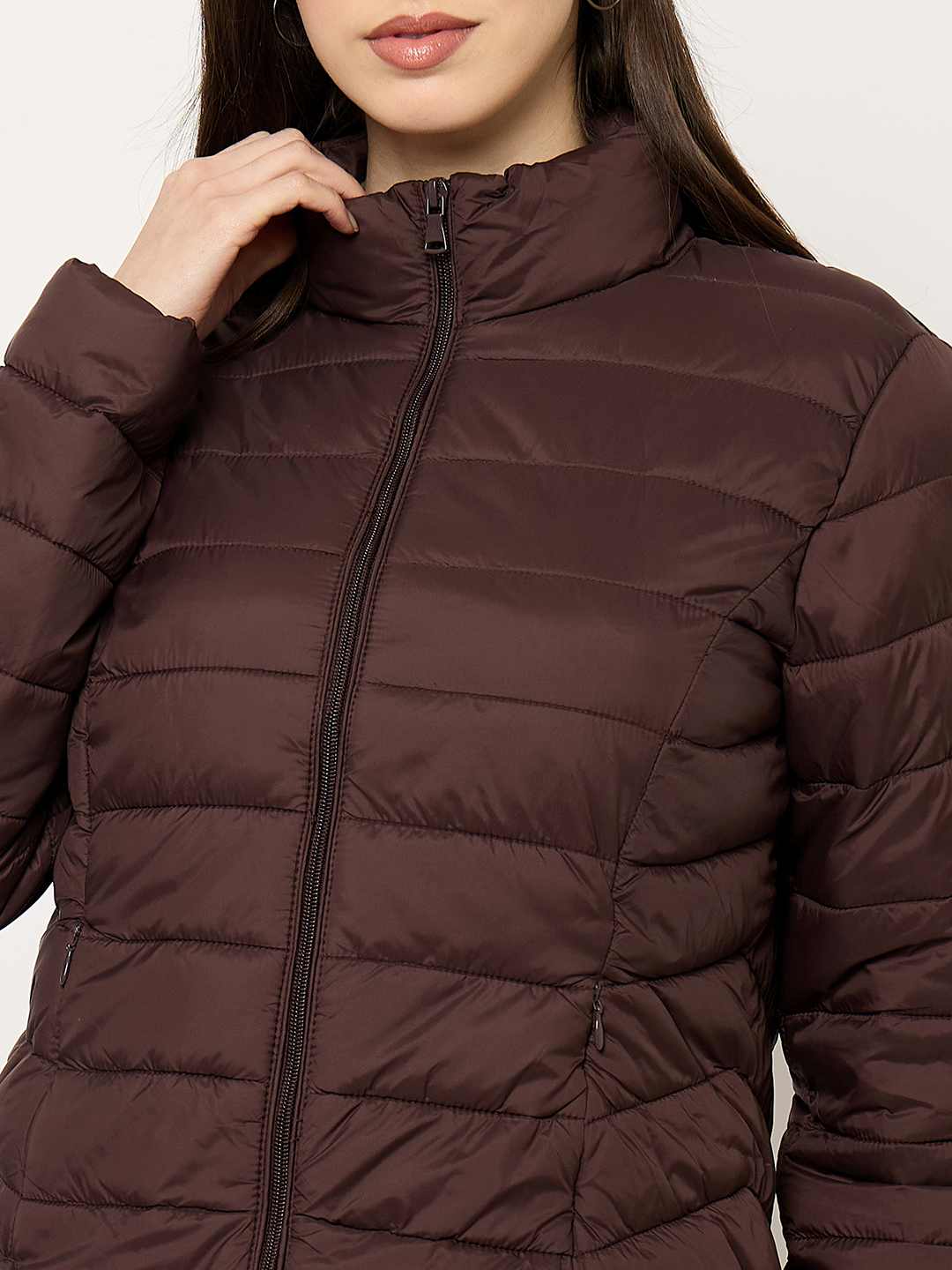 Madame Quilted Brown Puffer Jacket - Image 6