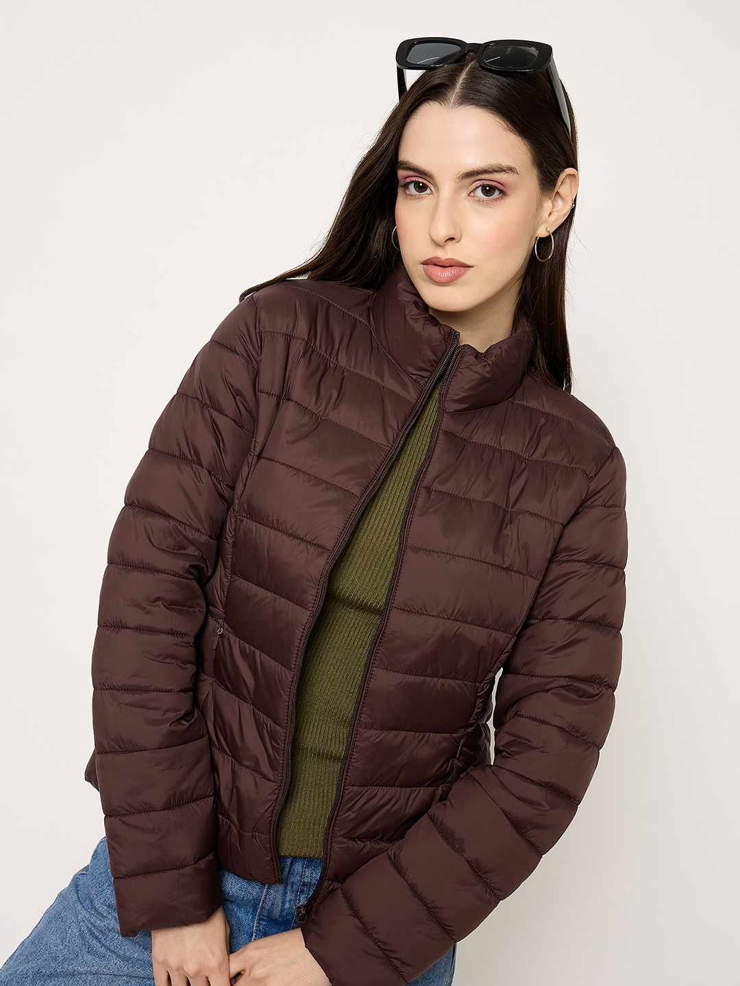 Madame Quilted Brown Puffer Jacket - Image 7