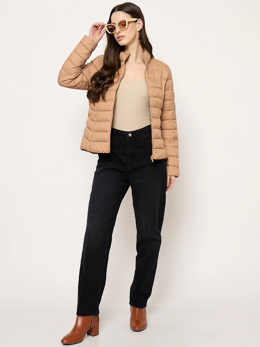 Madame Quilted Khaki Puffer Jacket - Image 3