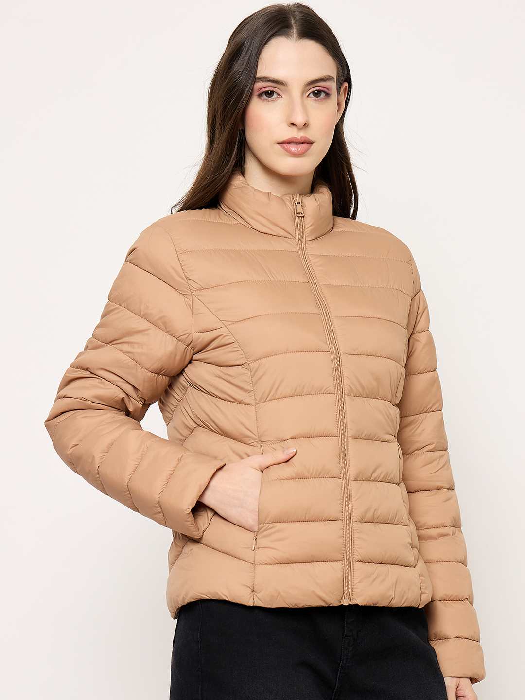 Madame Quilted Khaki Puffer Jacket - Image 4