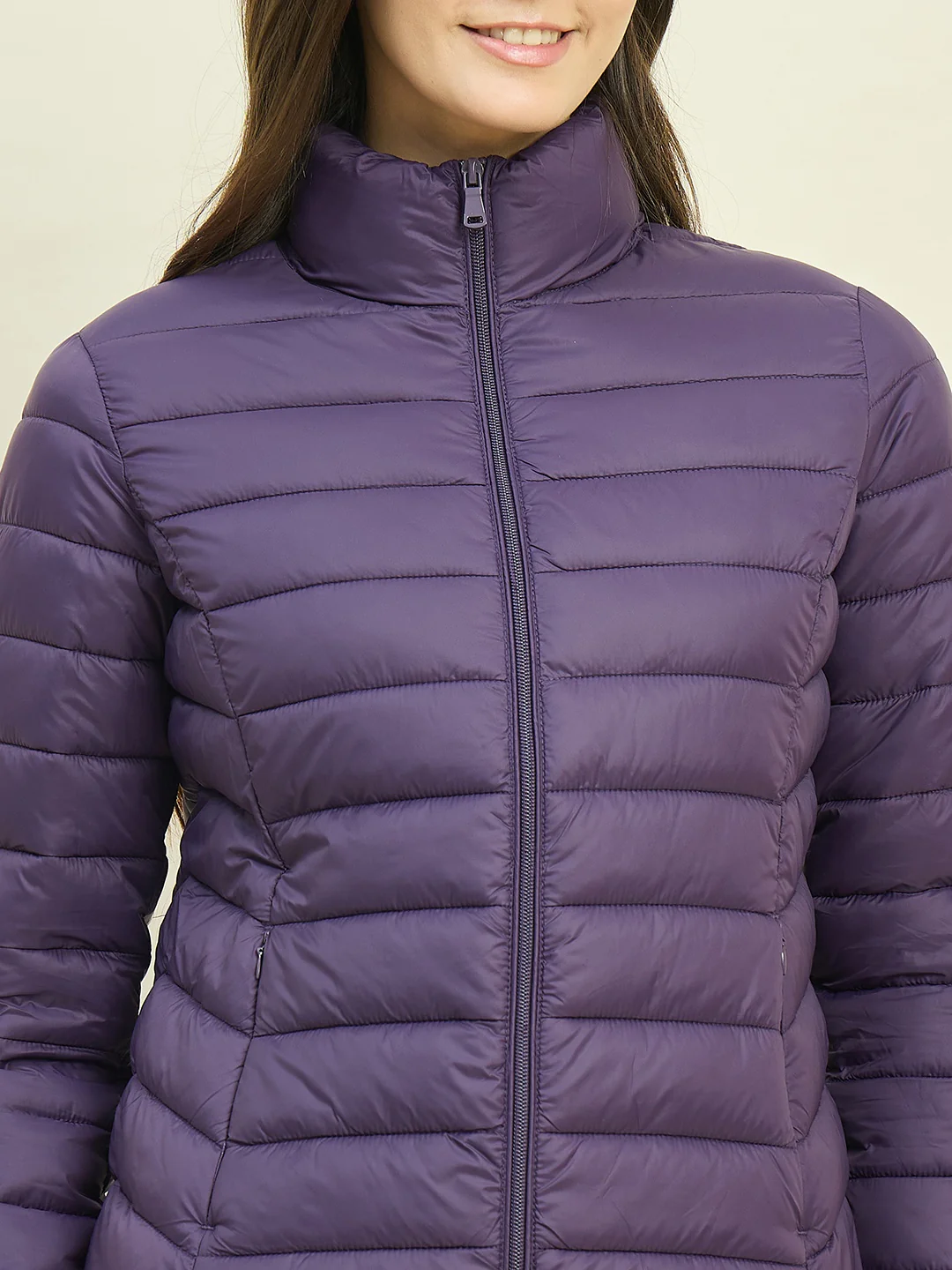 Madame Quilted Purple Puffer Jacket - Image 7
