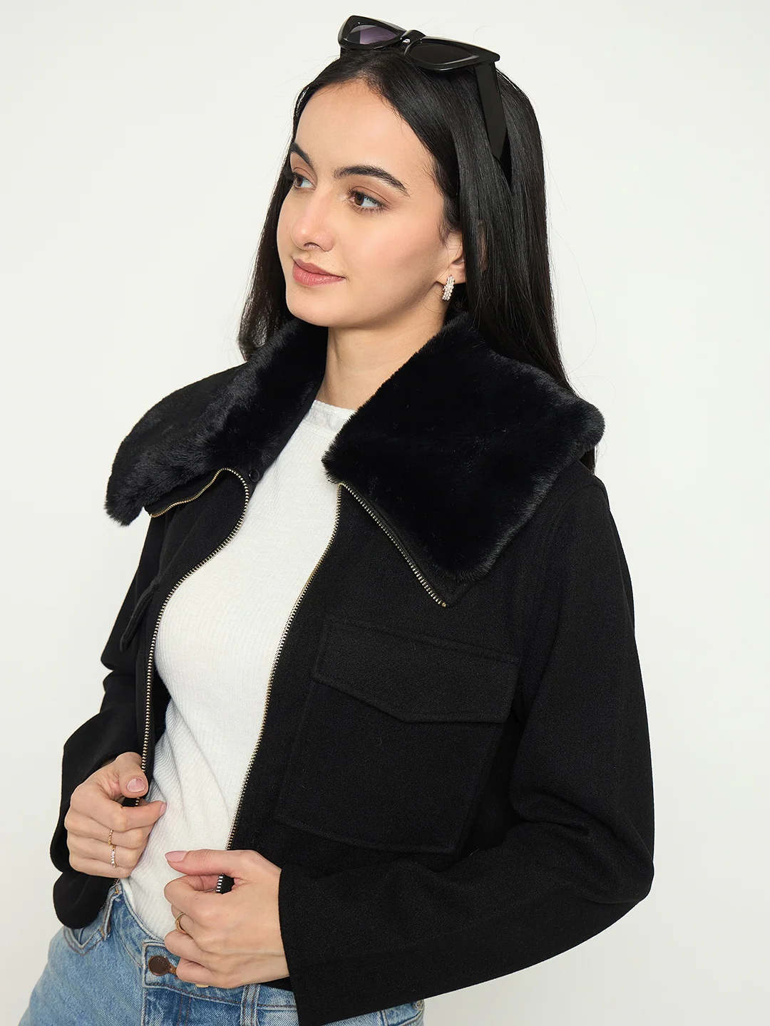 Madame Black Shacket with Zipper - Image 2