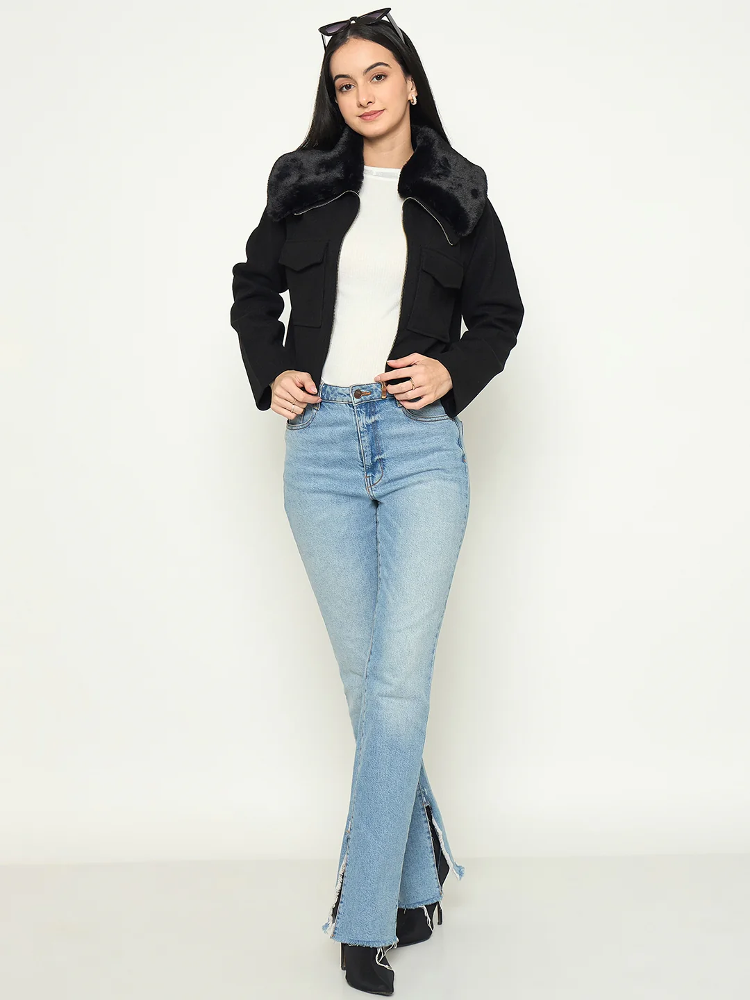 Madame Black Shacket with Zipper - Image 3